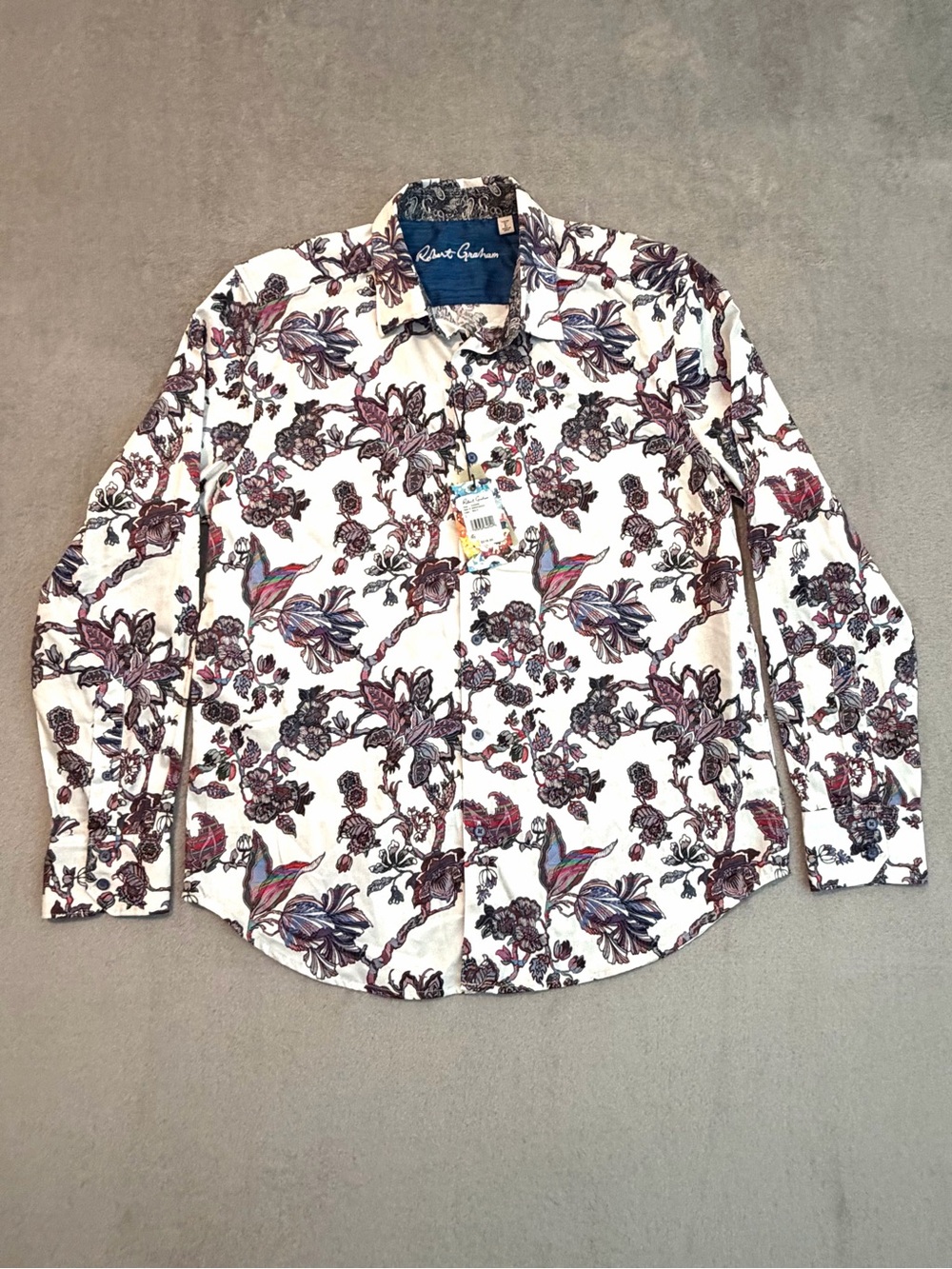 NWT Robert Graham Cleaver Geometric Colorful Floral Tropical Paisley Cuff Large